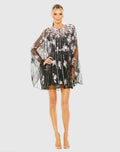 Black High Neck Embellished Trapeze Dress