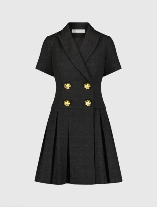 Black Tweed Short Sleeve Blazer Mini Dress