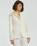 Classic Crepe Blazer Jacket With Flower