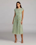 Floral Embellished Cap Sleeve Midi Dress