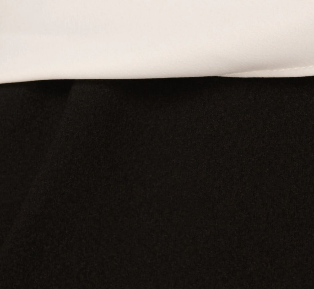 Three Quarter Sleeve Draped Combo Jumpsuit In Ivory Black