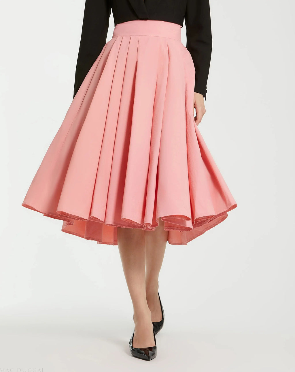 The Bubbly Pink Faille High Waisted Midi Full Circle Skirt