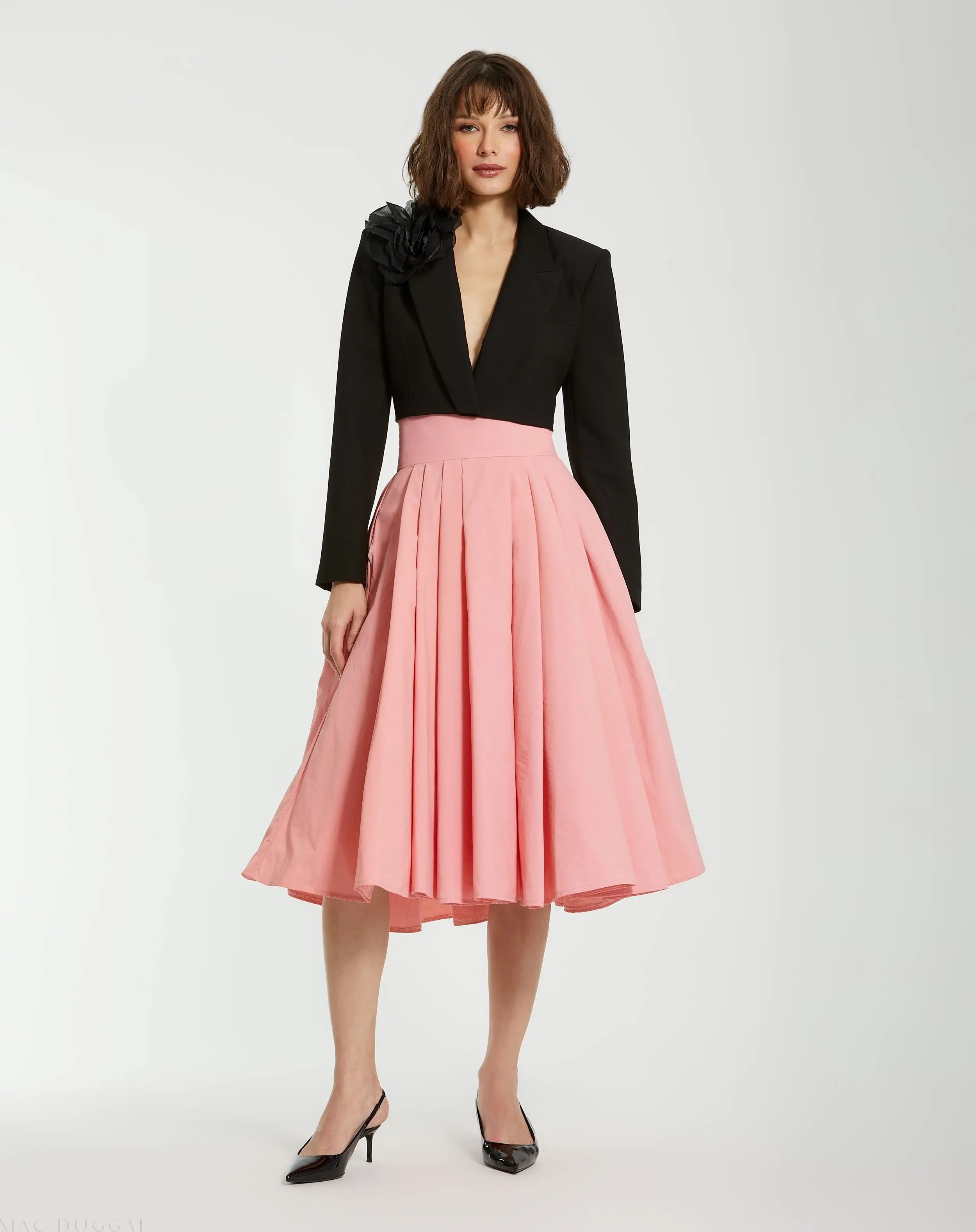 The Bubbly Pink Faille High Waisted Midi Full Circle Skirt