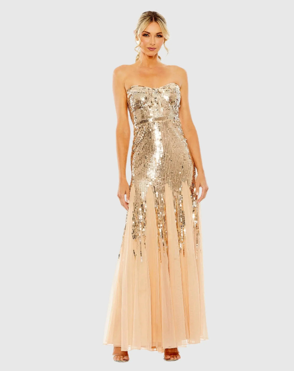 Sleeveless Sequin Mesh Gown