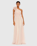 Polka Dot Ruffled One Shoulder Gown