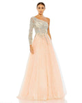 Embroidered One Shoulder Bodice Ballgown
