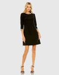 Embellished Crepe Cocktail Dress