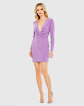 Long Sleeve Front Knot Jersey Mini Dress