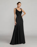Charmeuse Cowl Neck Gown with Bow Straps