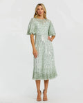 Flounce Sleeve Midi Dress
