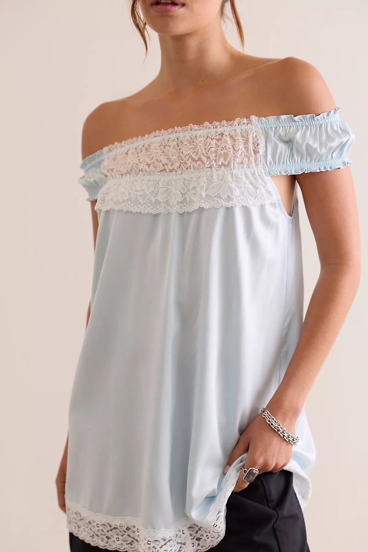 Frankies Bikinis Carlisle Silk Babydoll Mini Slip Dress