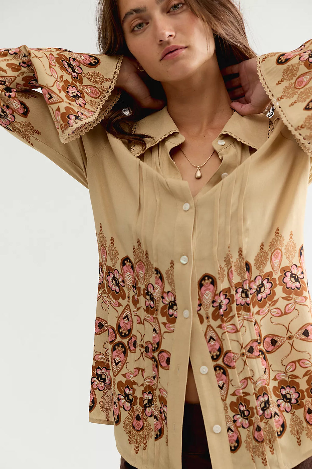 Melrose Printed Button Down Top
