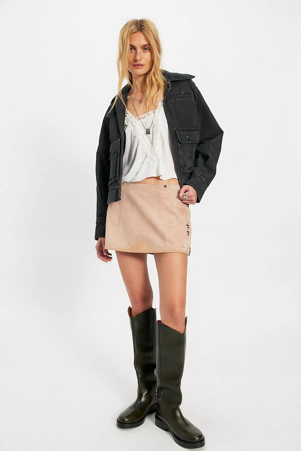 OneTeaspoon Rodeo Renegade Studded Applique Mini Skirt