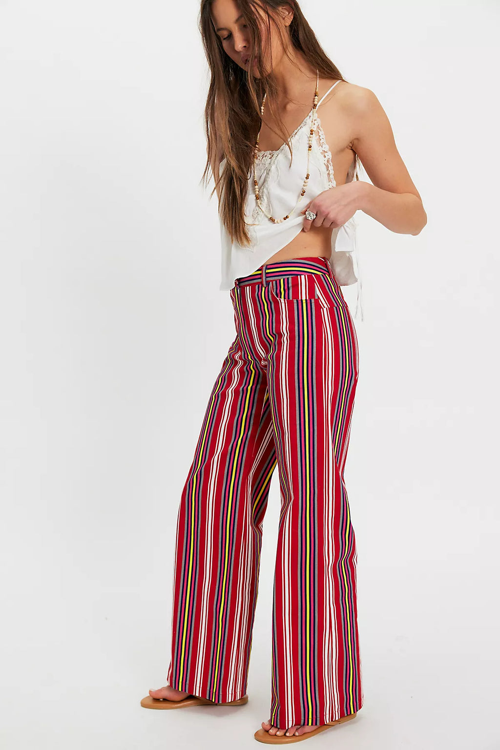 Laagam Leroy Red Striped Twill Pants