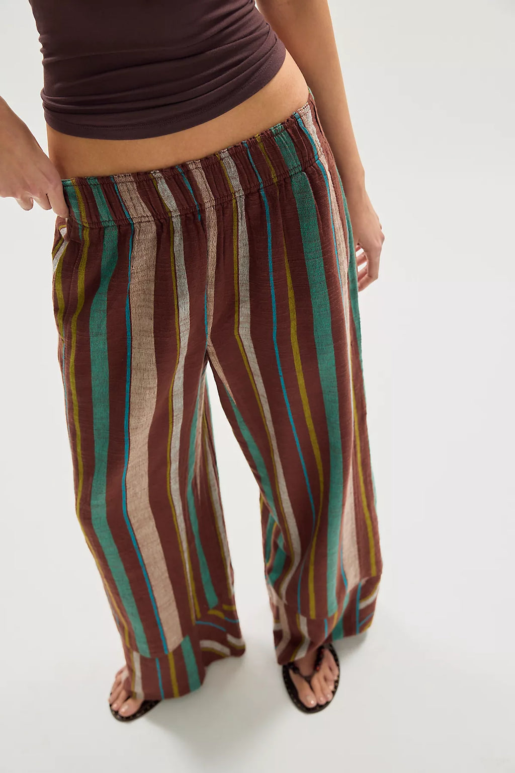 Day's End Linen Striped Pull-On Pants
