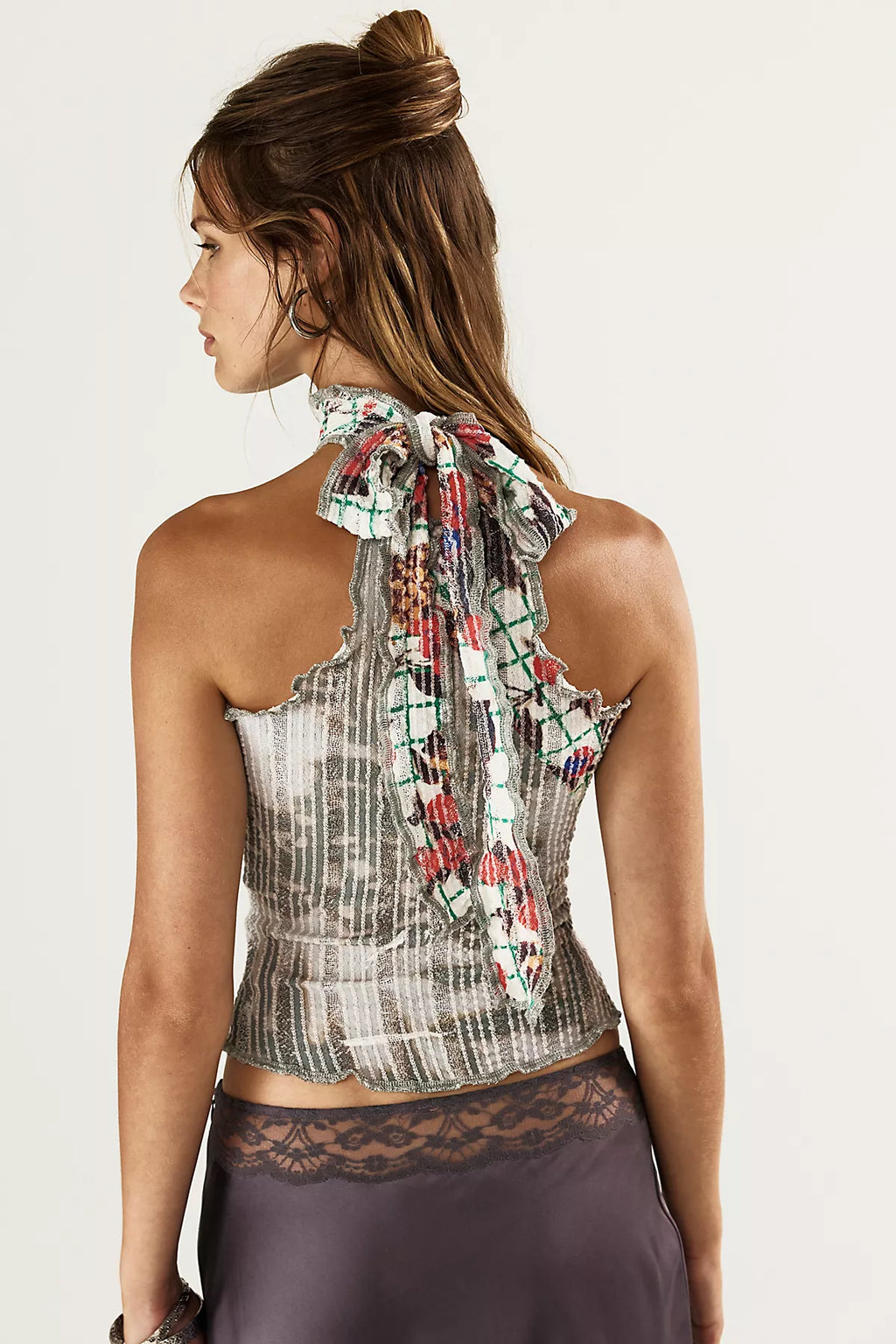 Luna Del Pinal Stretch Weave Halter Top