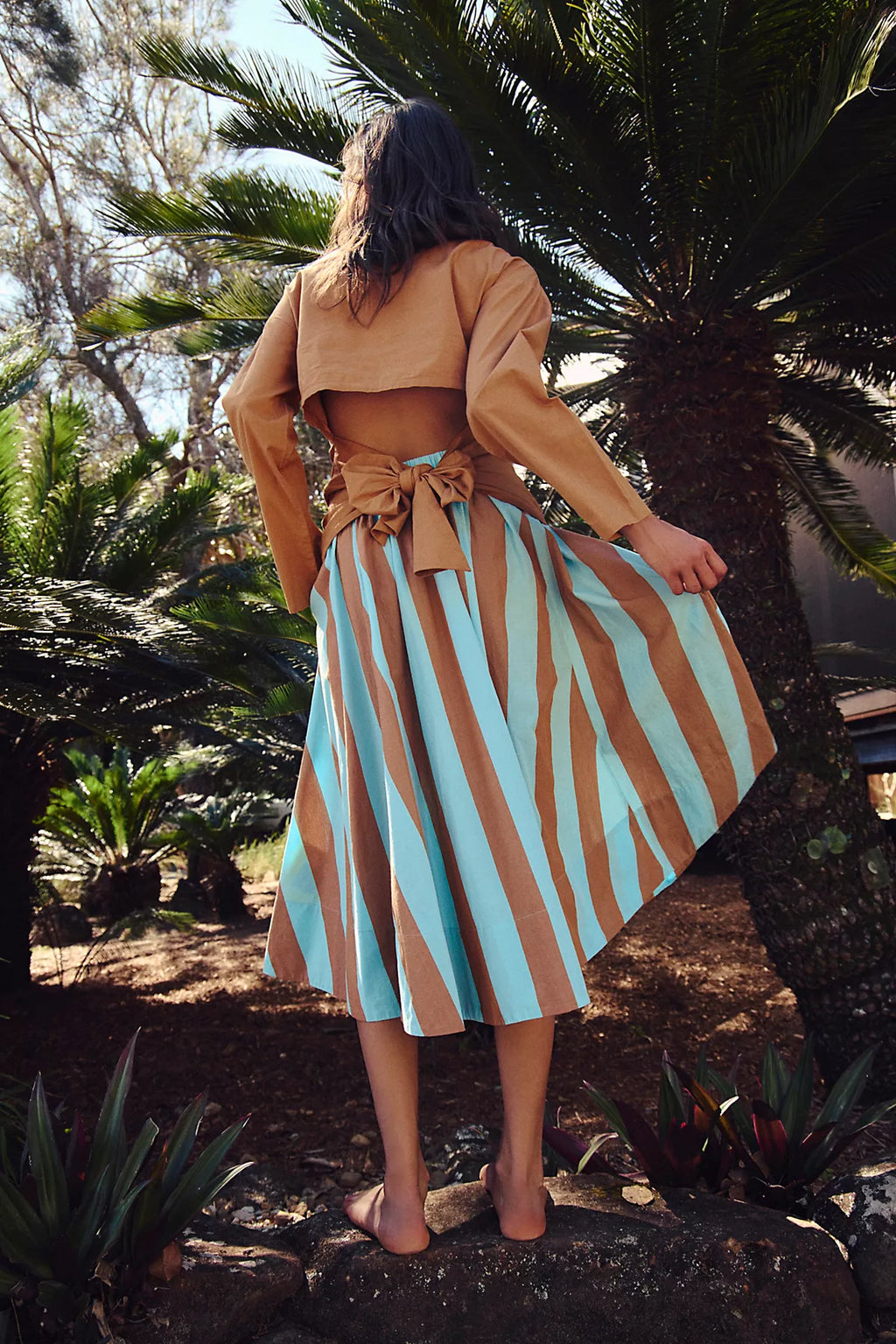 Lowen Striped Midi Skirt