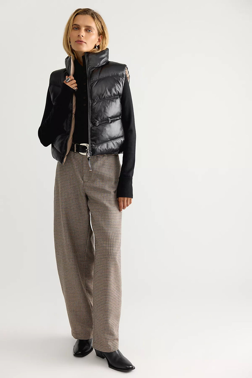 Mauritius Ellen Reversible Funnel-Neck Leather Puffer Vest