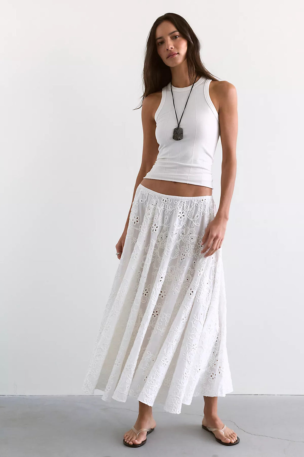 Norma Kamali Flared Cotton Midi Skirt