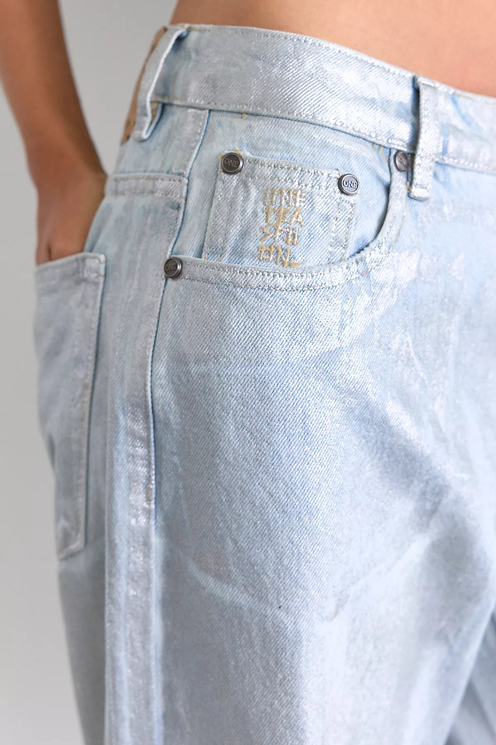 OneTeaspoon Jackson Wide-Leg Metallic Jeans