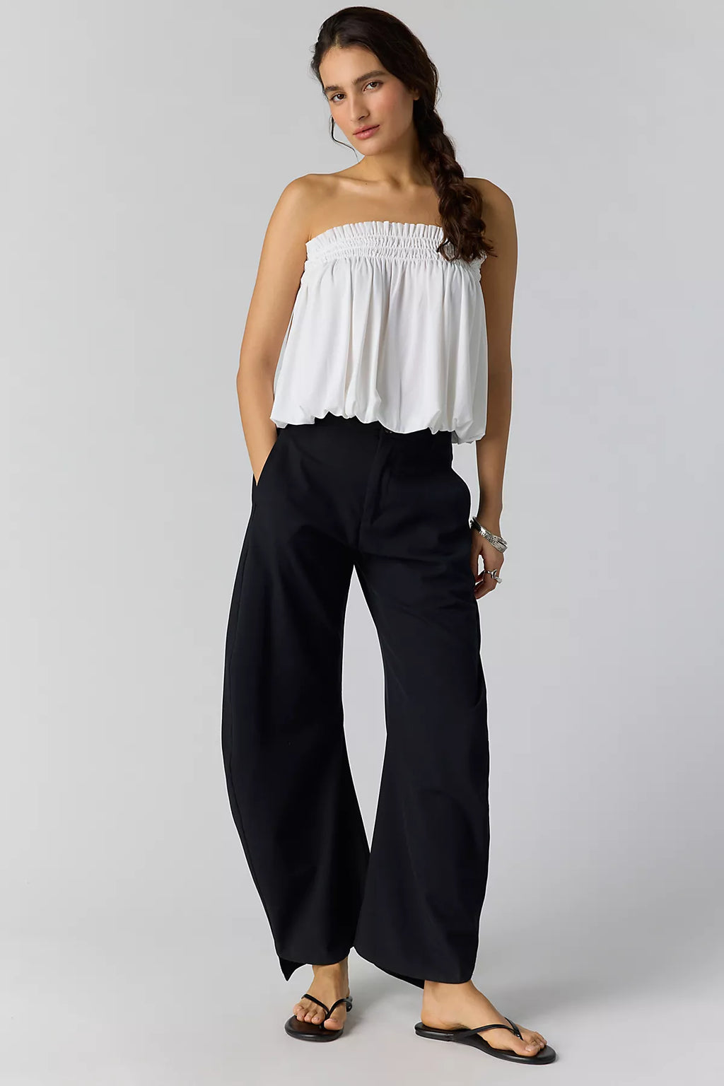 Norma Kamali Strapless Peasant Bodysuit