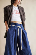Dimes Tie Pinstripe Wide-Leg Trousers
