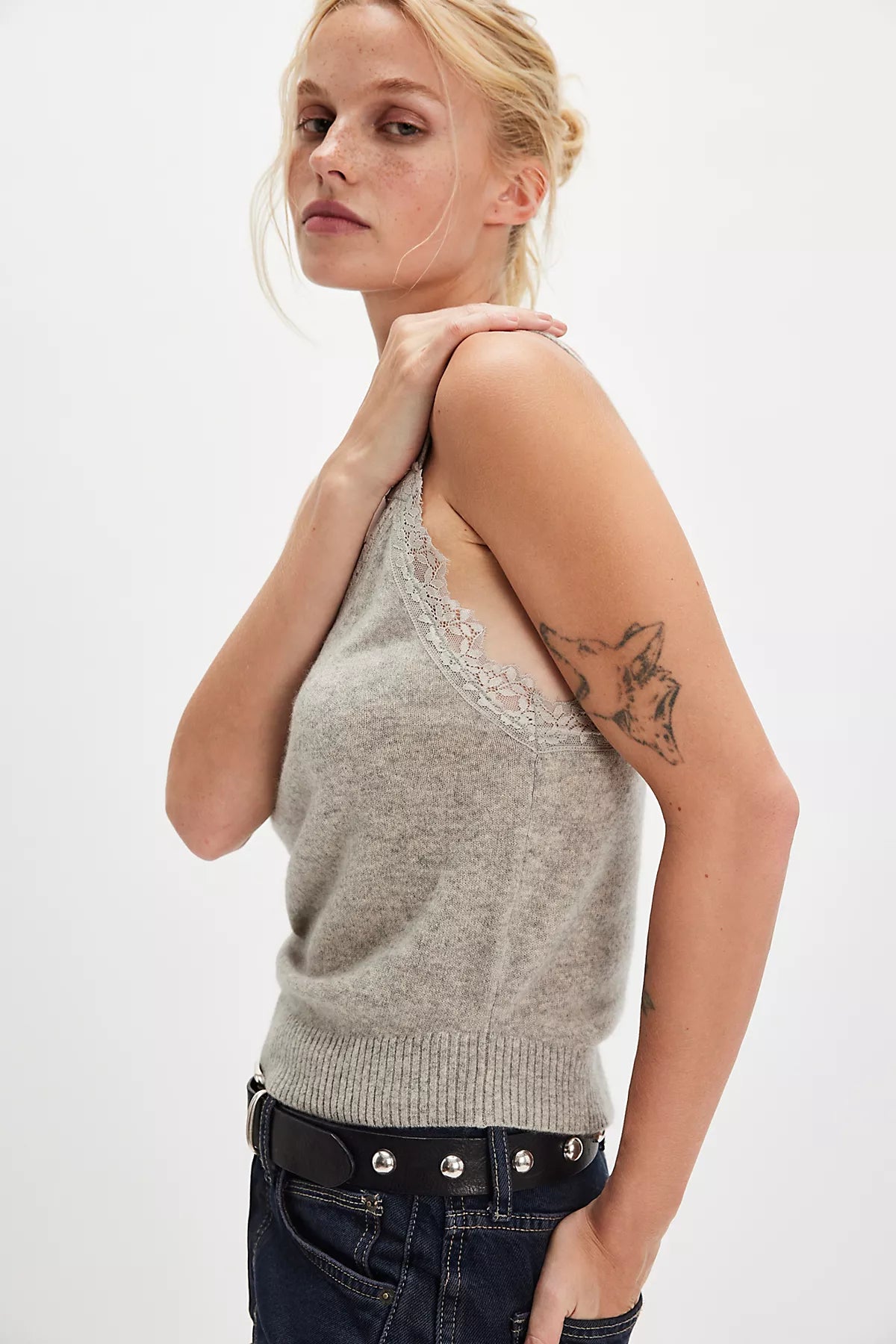 Lace Cashmere Tank Top
