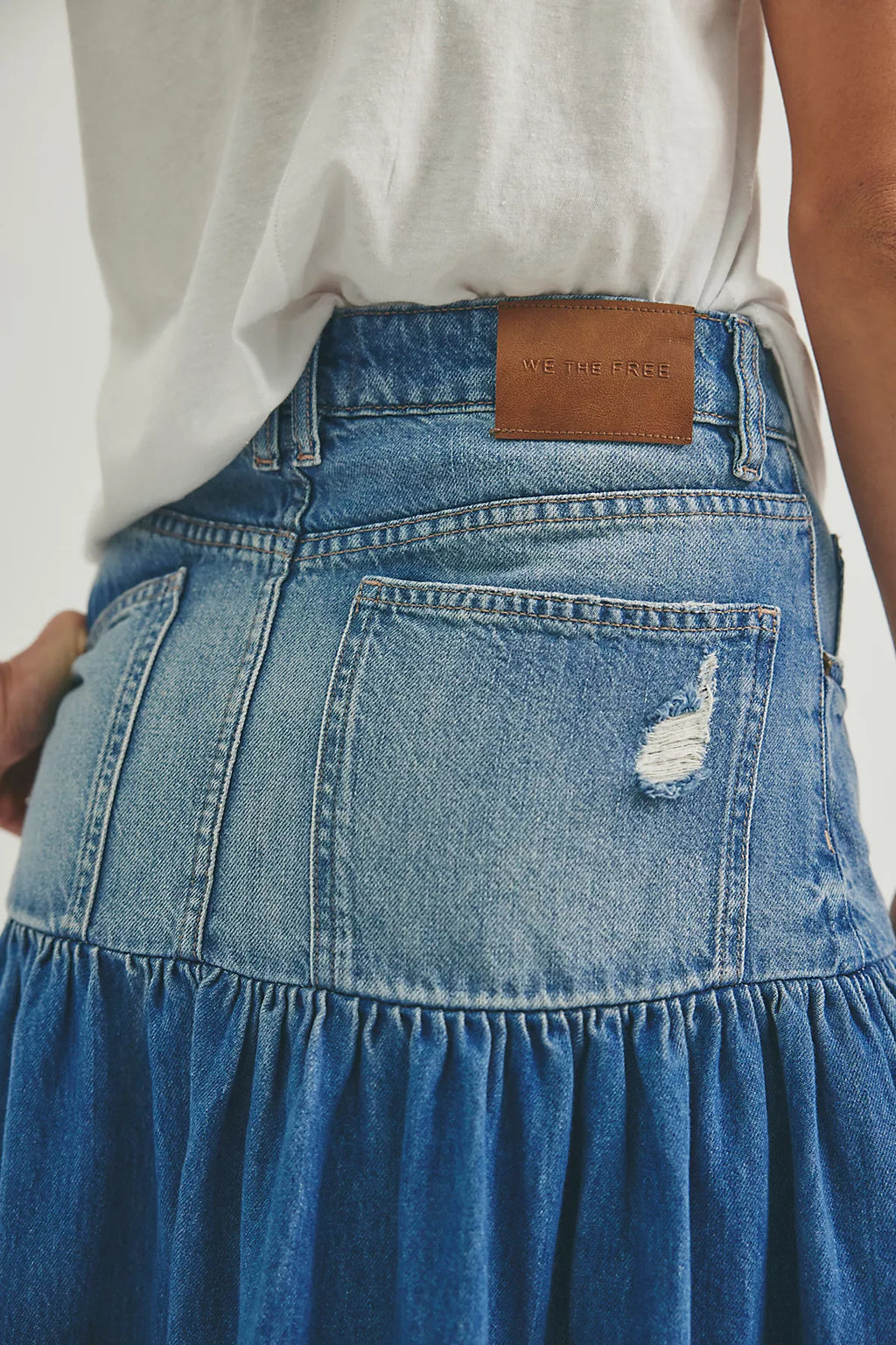 We The Free Good Company Mixed Denim Maxi Skirt