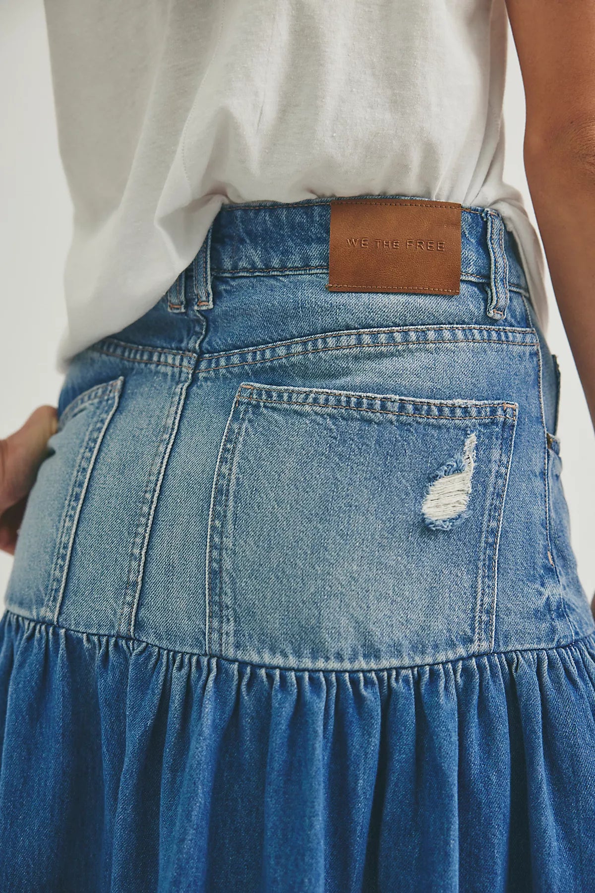 We The Free Good Company Mixed Denim Maxi Skirt