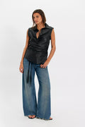 Nicholas K Sleeveless Leather Roux Top