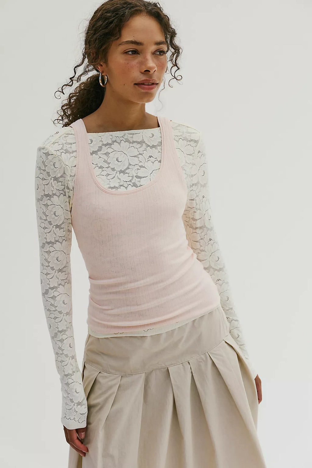 Fresh In Love Pointelle Scoop Neck Tank
