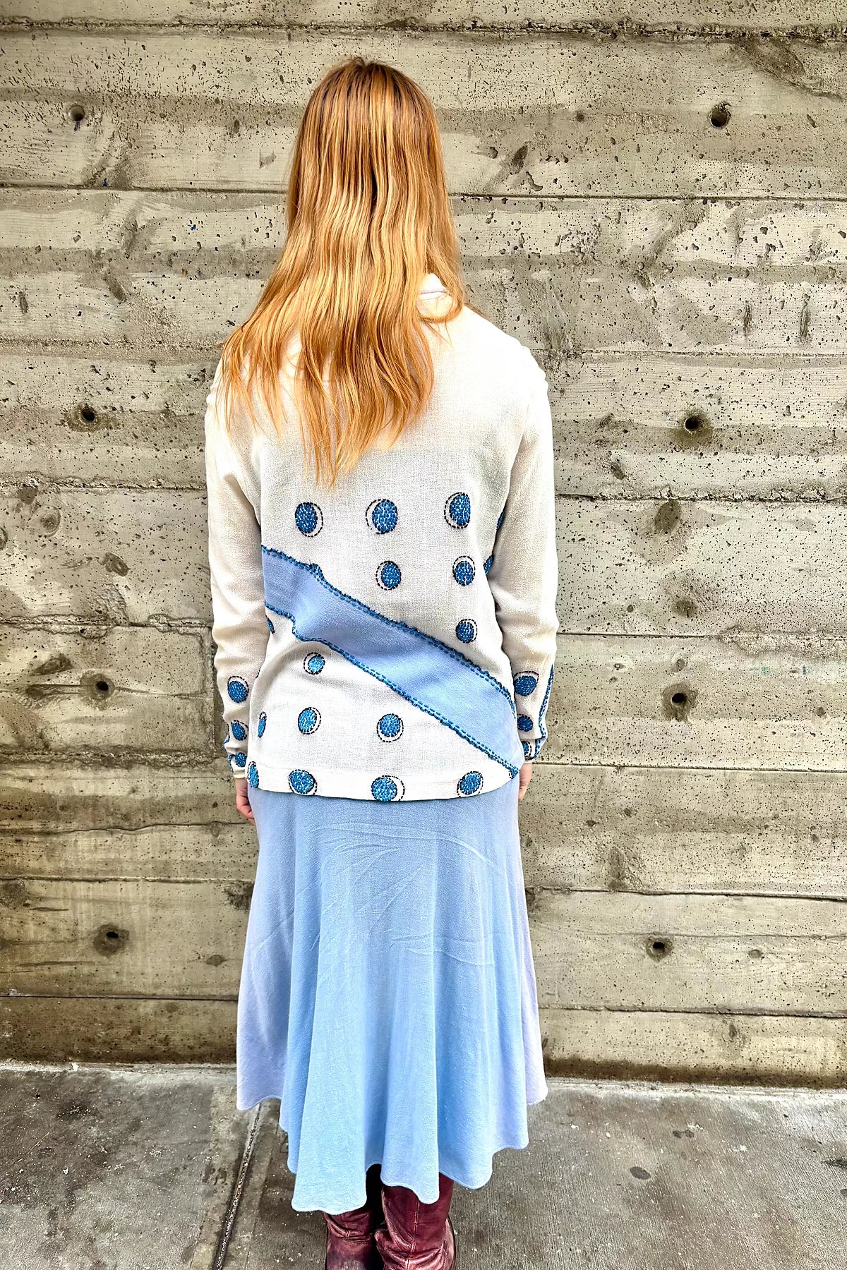 1920’s Periwinkle Embroidered Dress Selected by Nomad Vintage