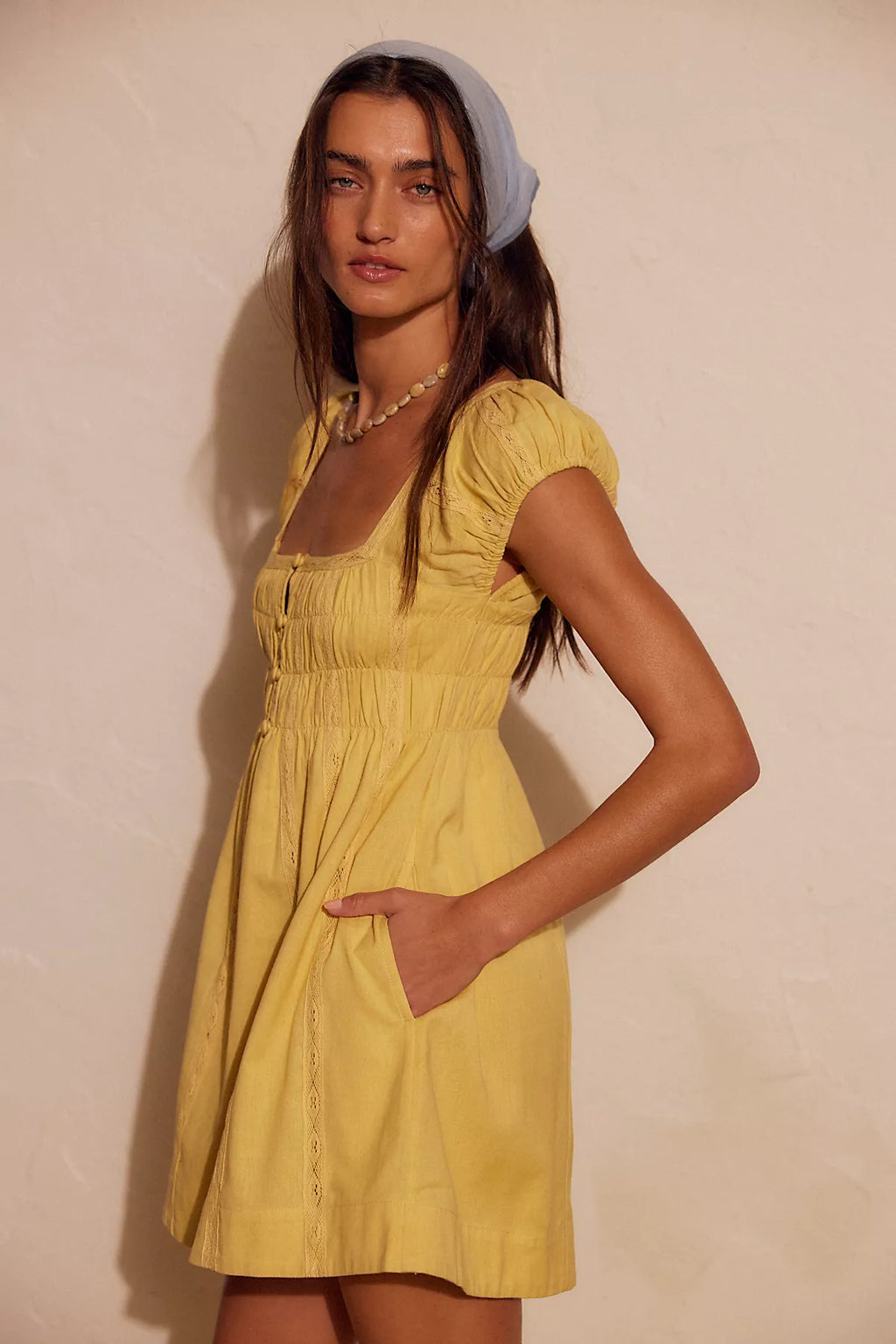 Nina Babydoll Cotton-Linen Mini Dress