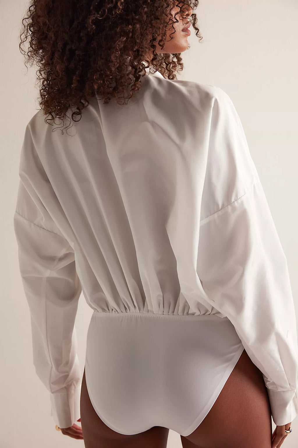 Norma Kamali Super Oversized Boyfriend Shirt Bodysuit