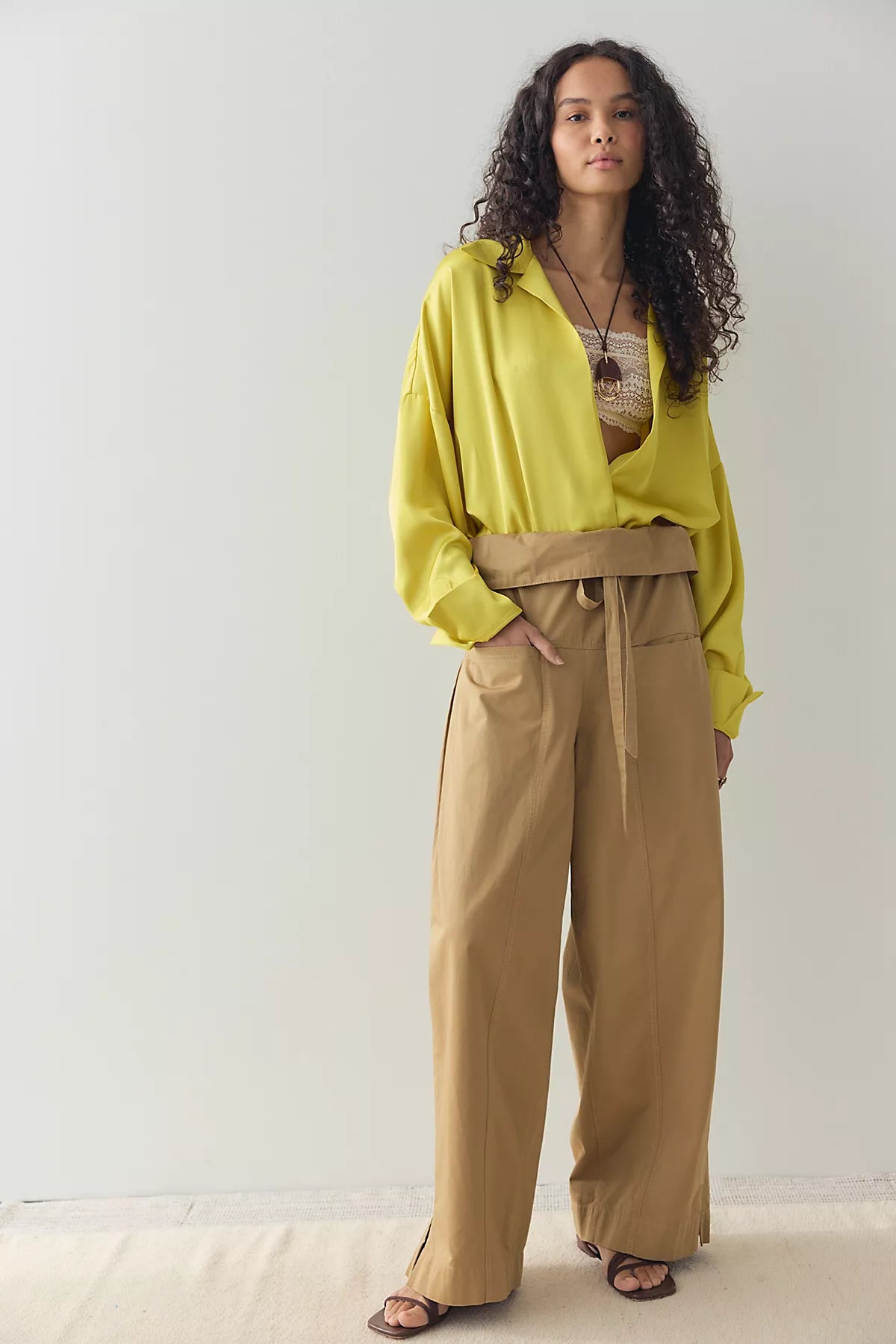 Norma Kamali Satin Super Oversized Boyfriend Shirt Bodysuit