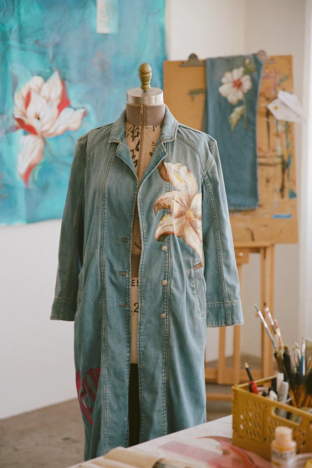 FP X Juliet Johnstone Hand-Painted Monique Denim Duster