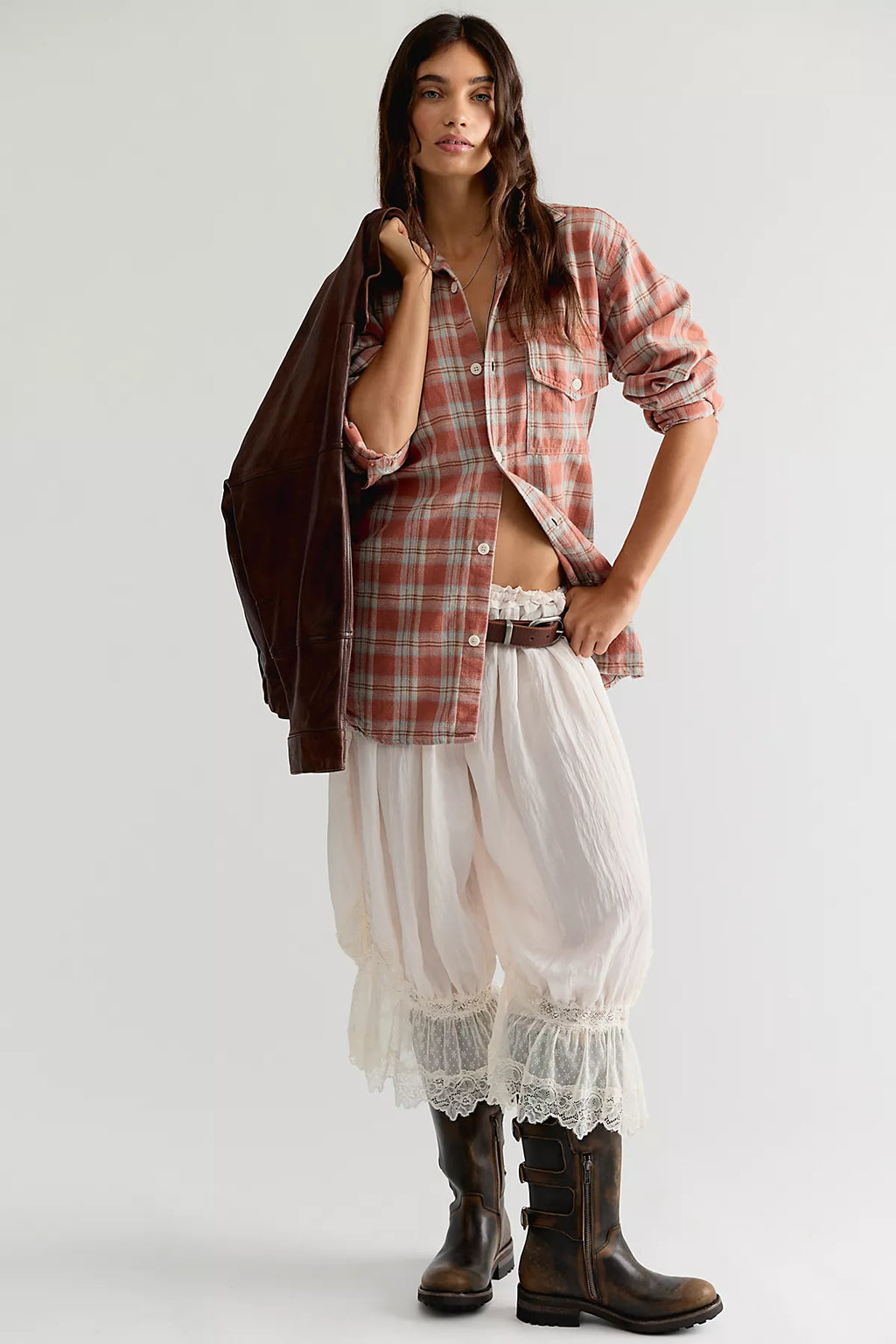 Llea Blue One-Pocket Boyfriend Shirt
