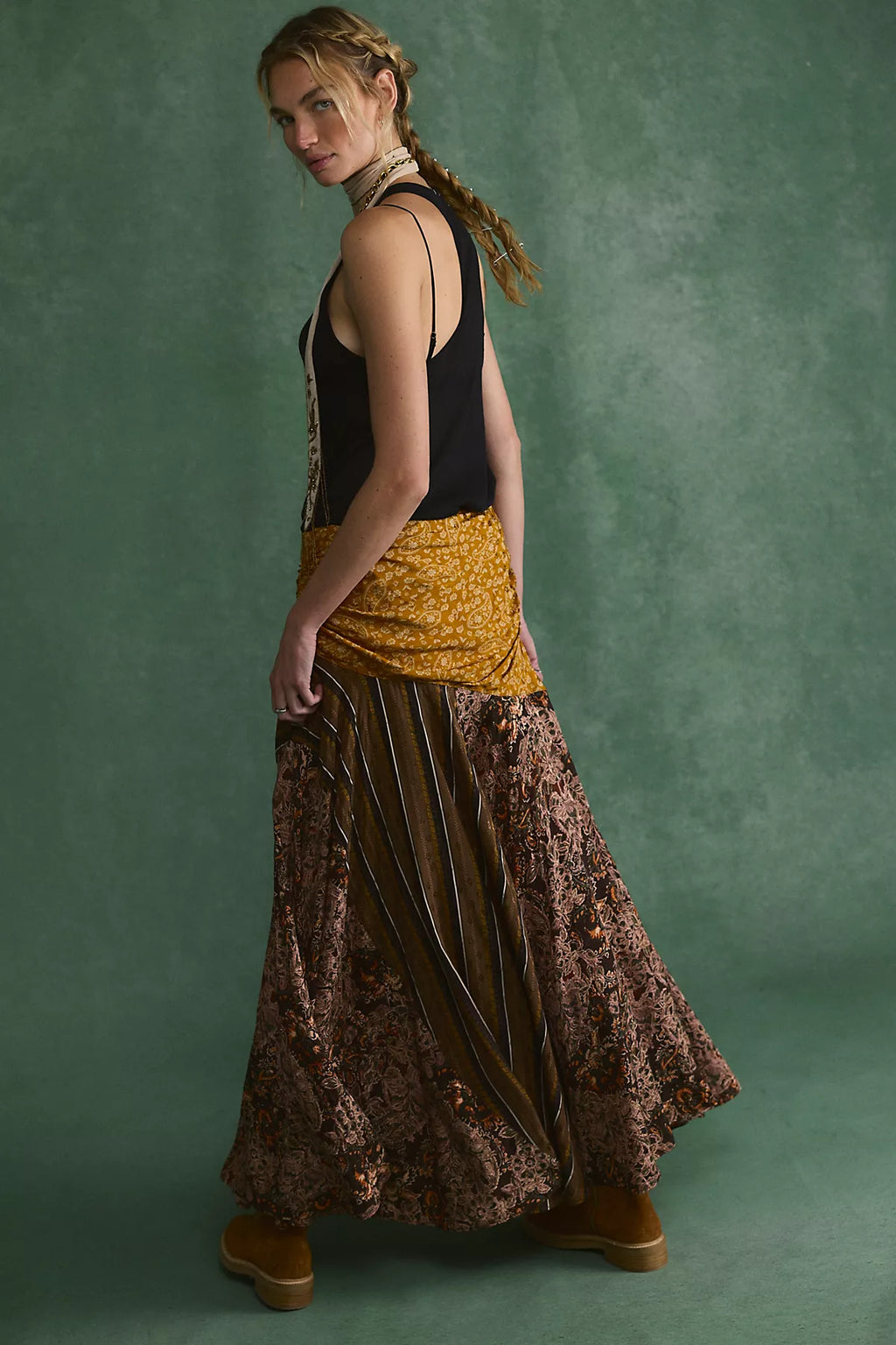 Crossroads Printed Patch Maxi Skirt