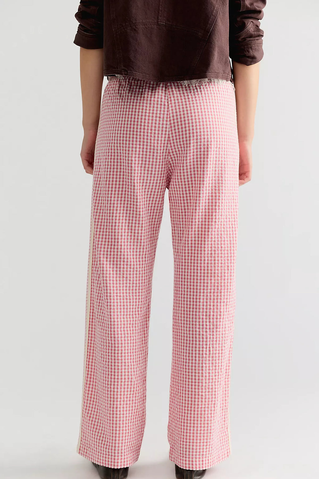 DONNI. The Cotton Gingham Stripe Crop Pants