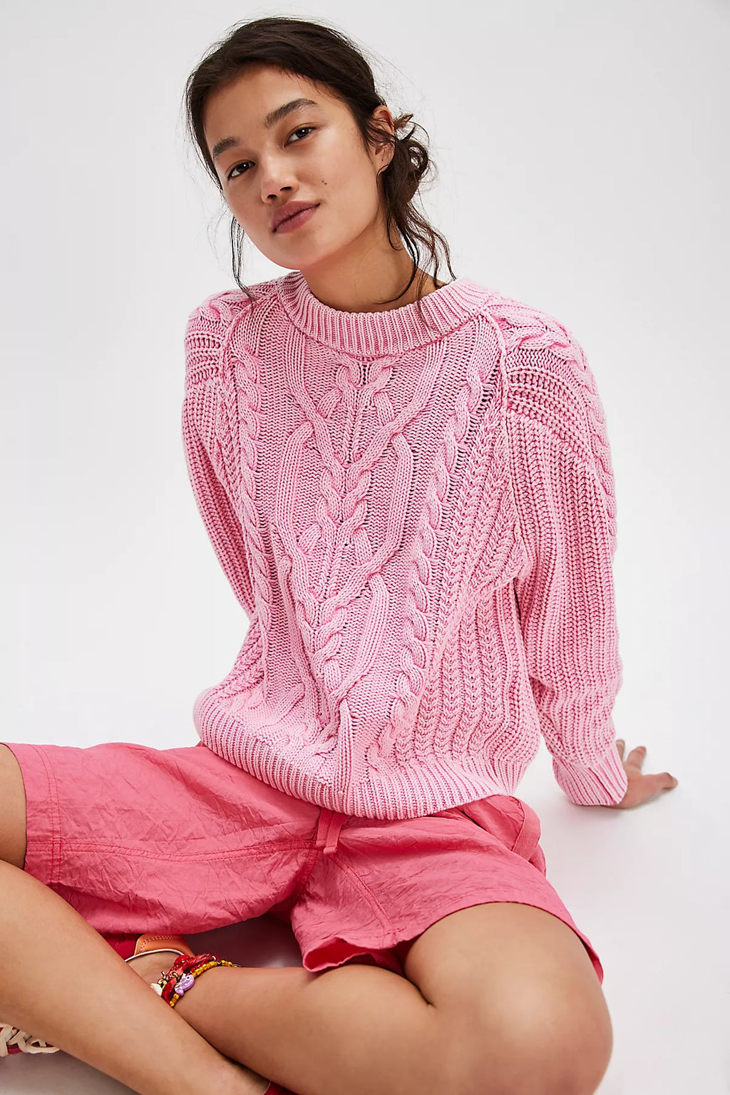 Frankie Cable Knit Cotton Sweater
