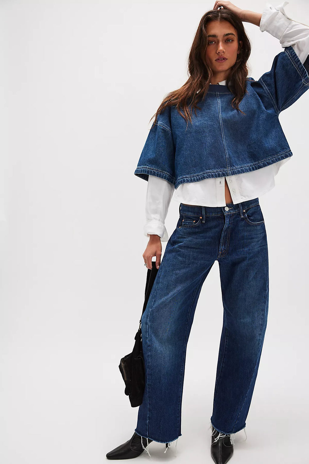 MOTHER The Mid-Rise Full-Pipe Flood Fray Jeans