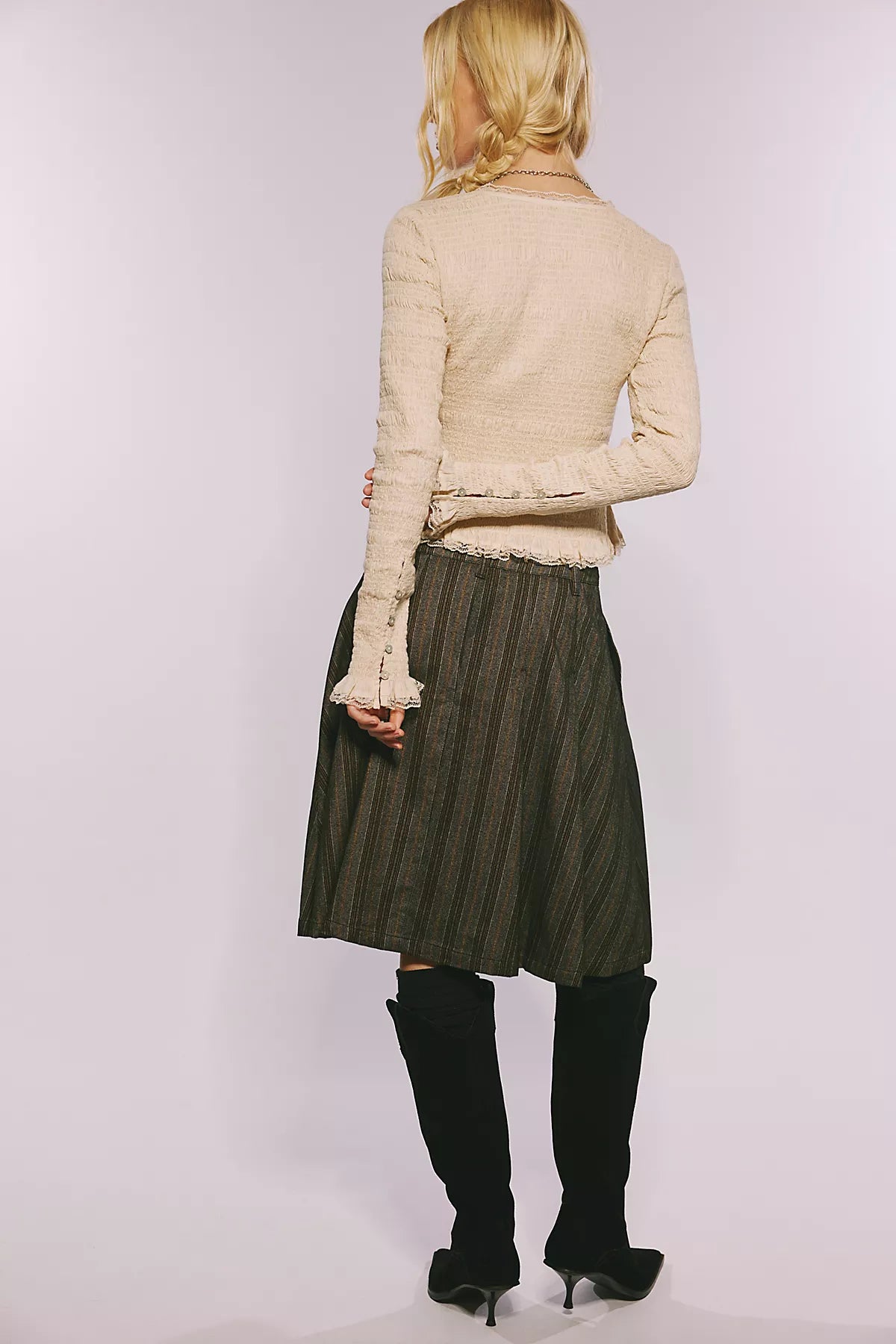 Menswear Pleated Midi Skirt