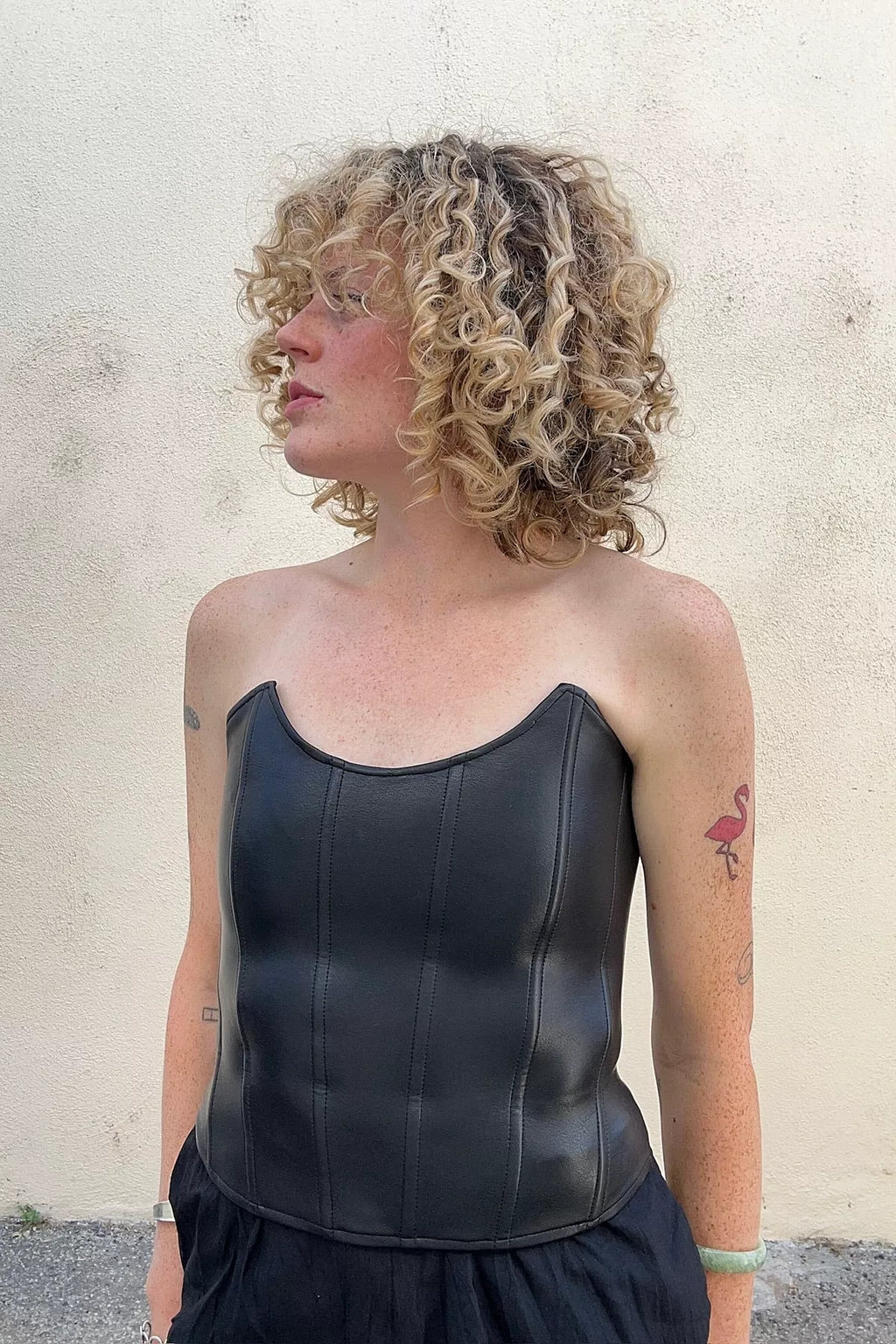Miaou Black Vegan Leather Bustier Selected by The Curatorial Dept.