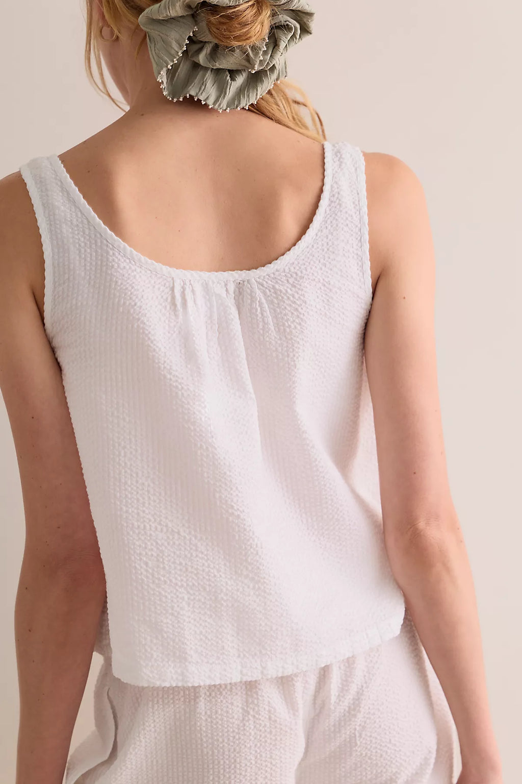 Nudea Cotton Seersucker Button-Down Tank