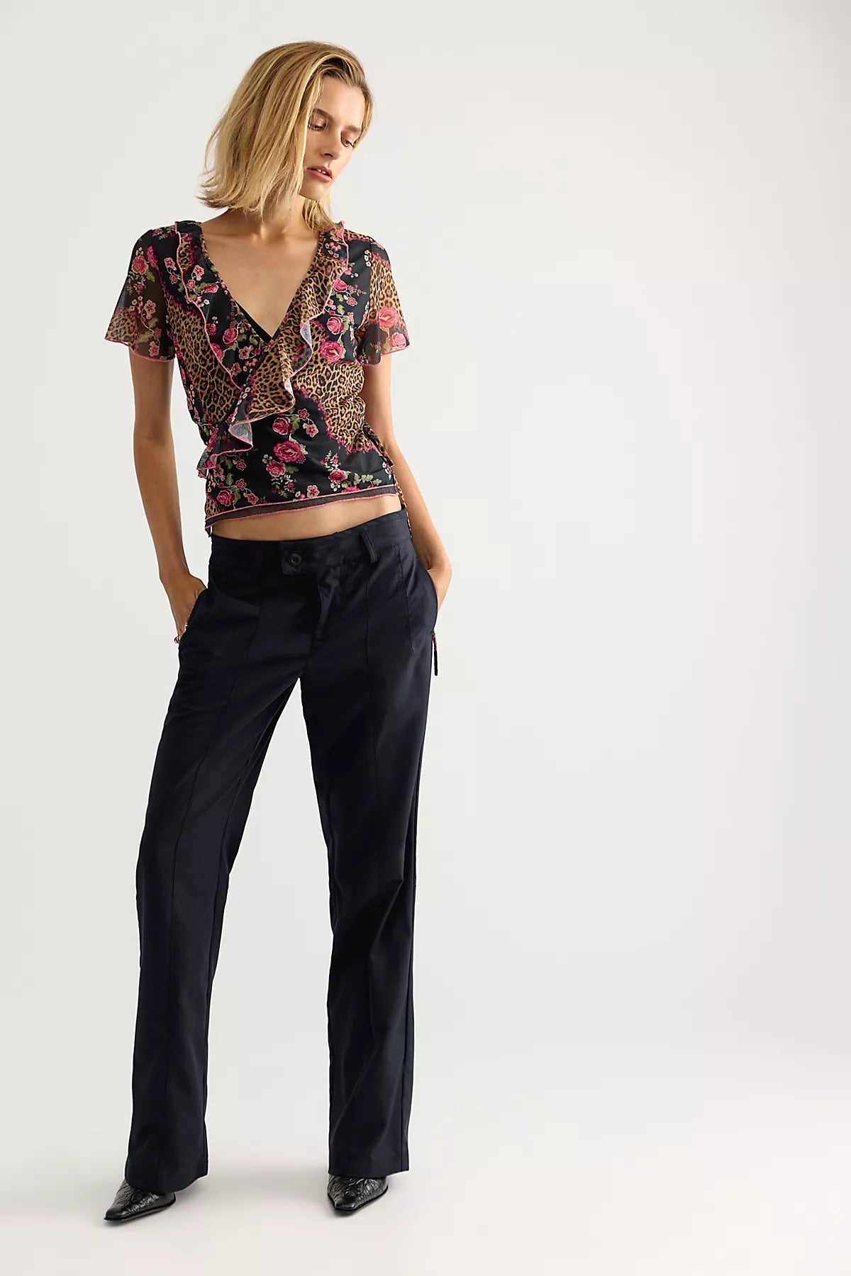 Myrtle Printed Wrap Top