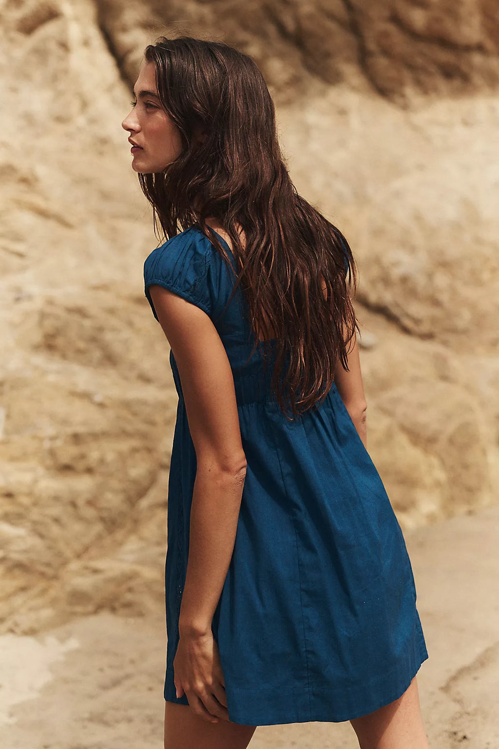 Nina Babydoll Cotton-Linen Mini Dress