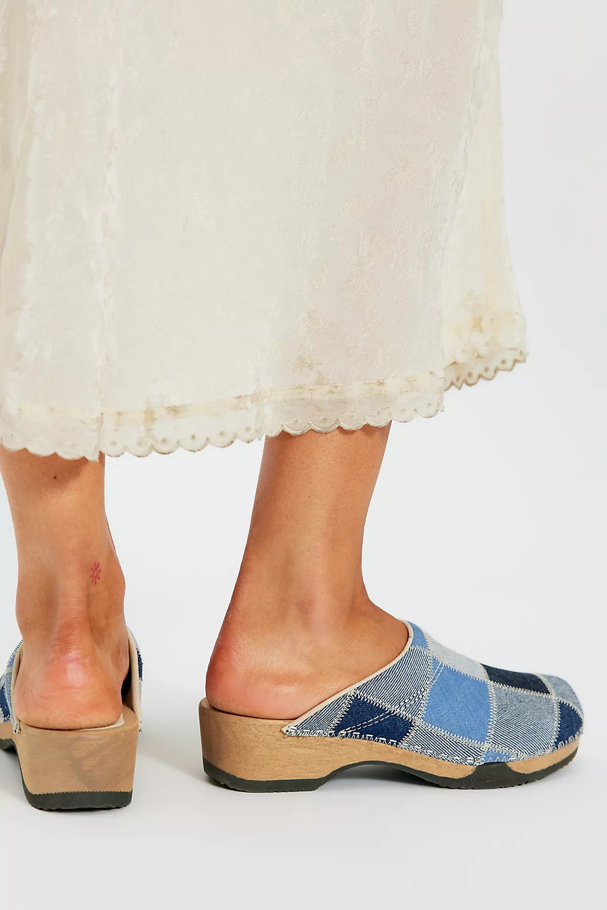 KUNSTEN Denim Patchwork Clogs