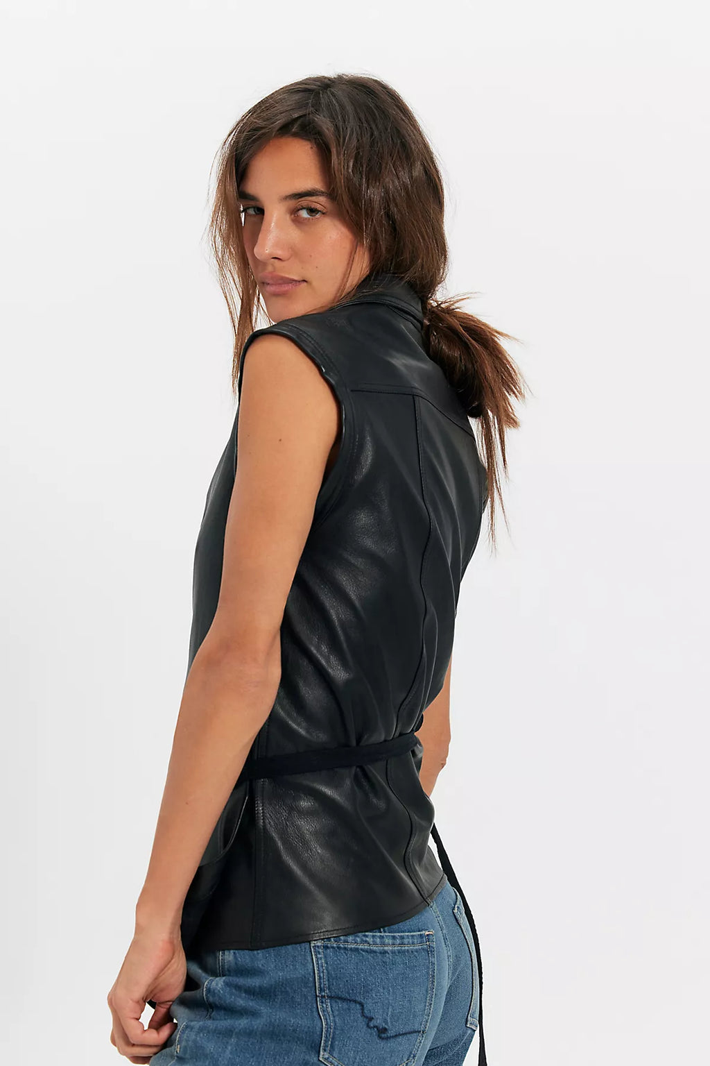 Nicholas K Sleeveless Leather Roux Top