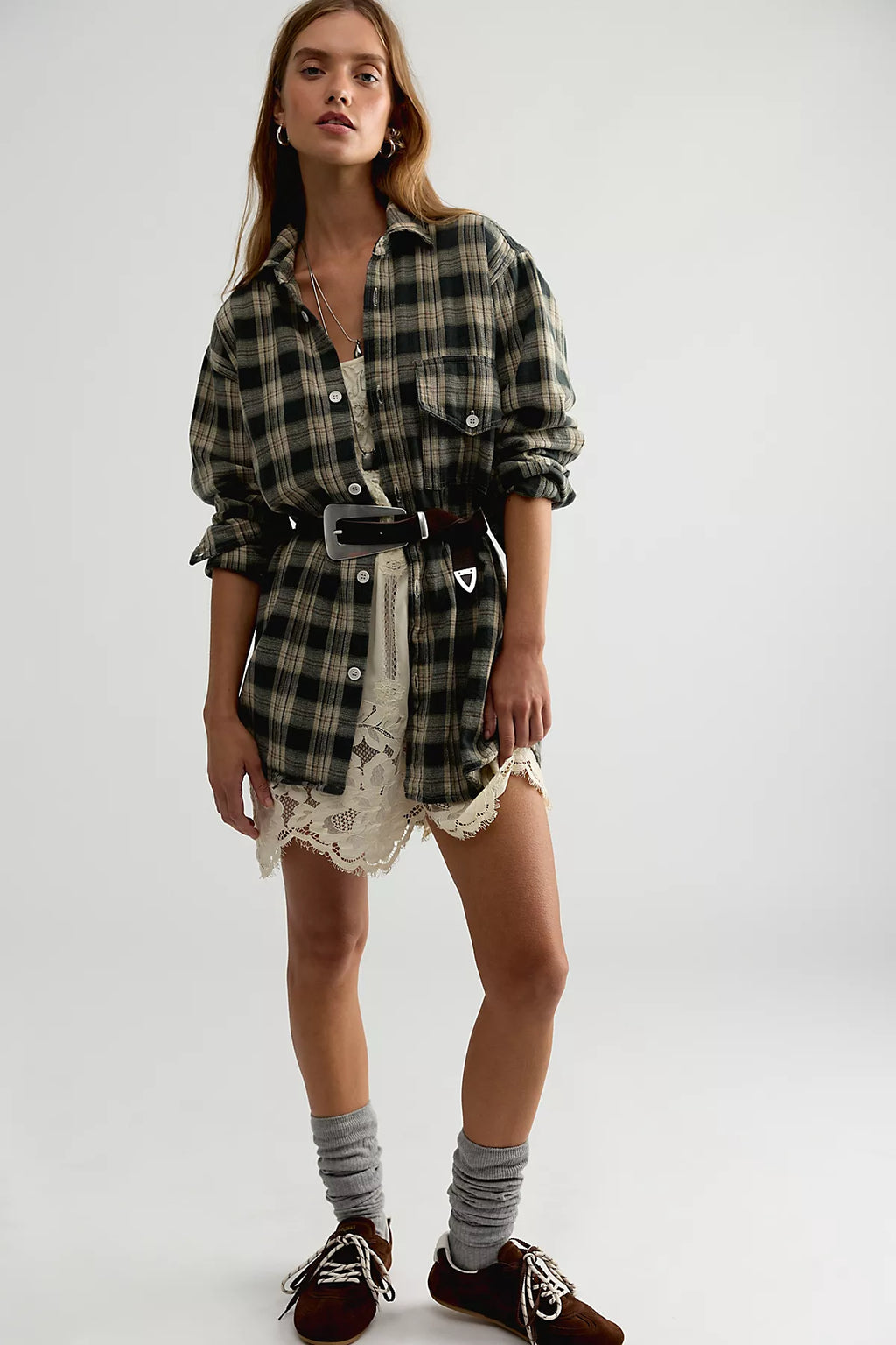 Llea Blue One-Pocket Boyfriend Shirt