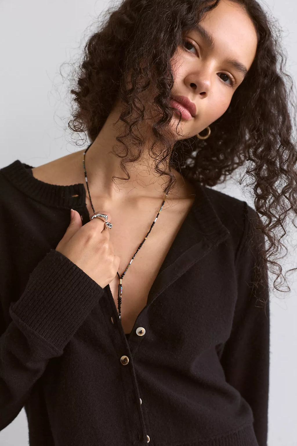 Nocturnal Solid Cashmere Cardi